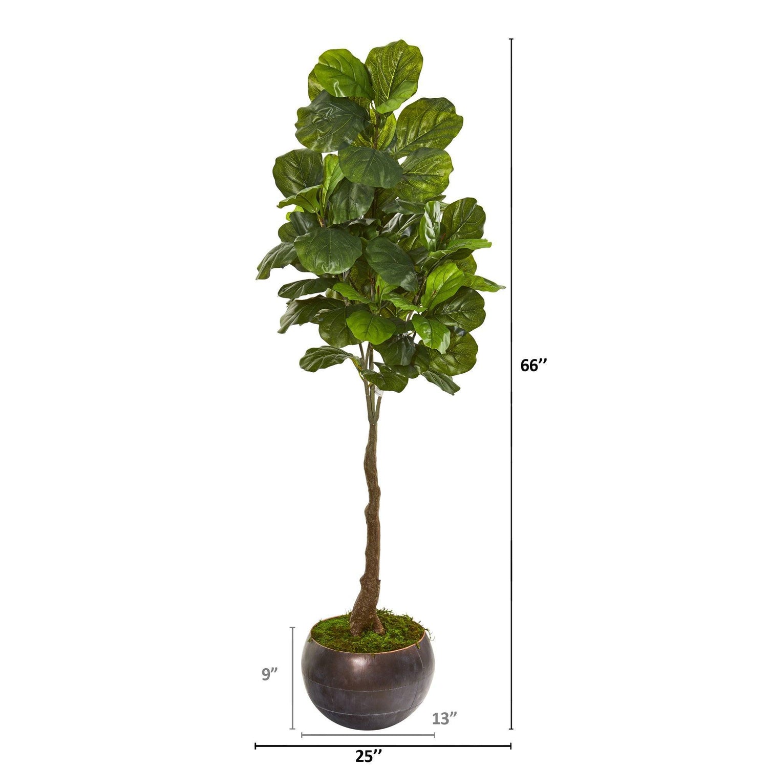 66” Fiddle Leaf Artificial Tree in Metal Bowl (Real Touch)