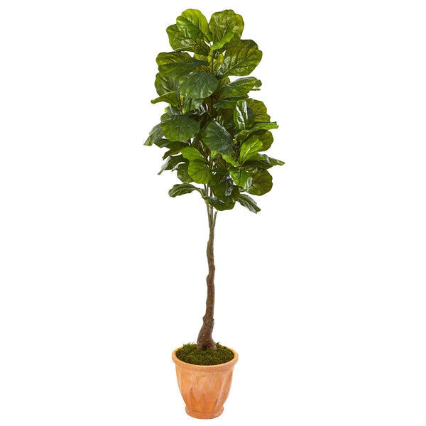 67” Fiddle Leaf Artificial Tree in Terra-Cotta Planter (Real Touch)