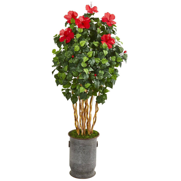 67” Hibiscus Artificial Tree in Decorative Planter