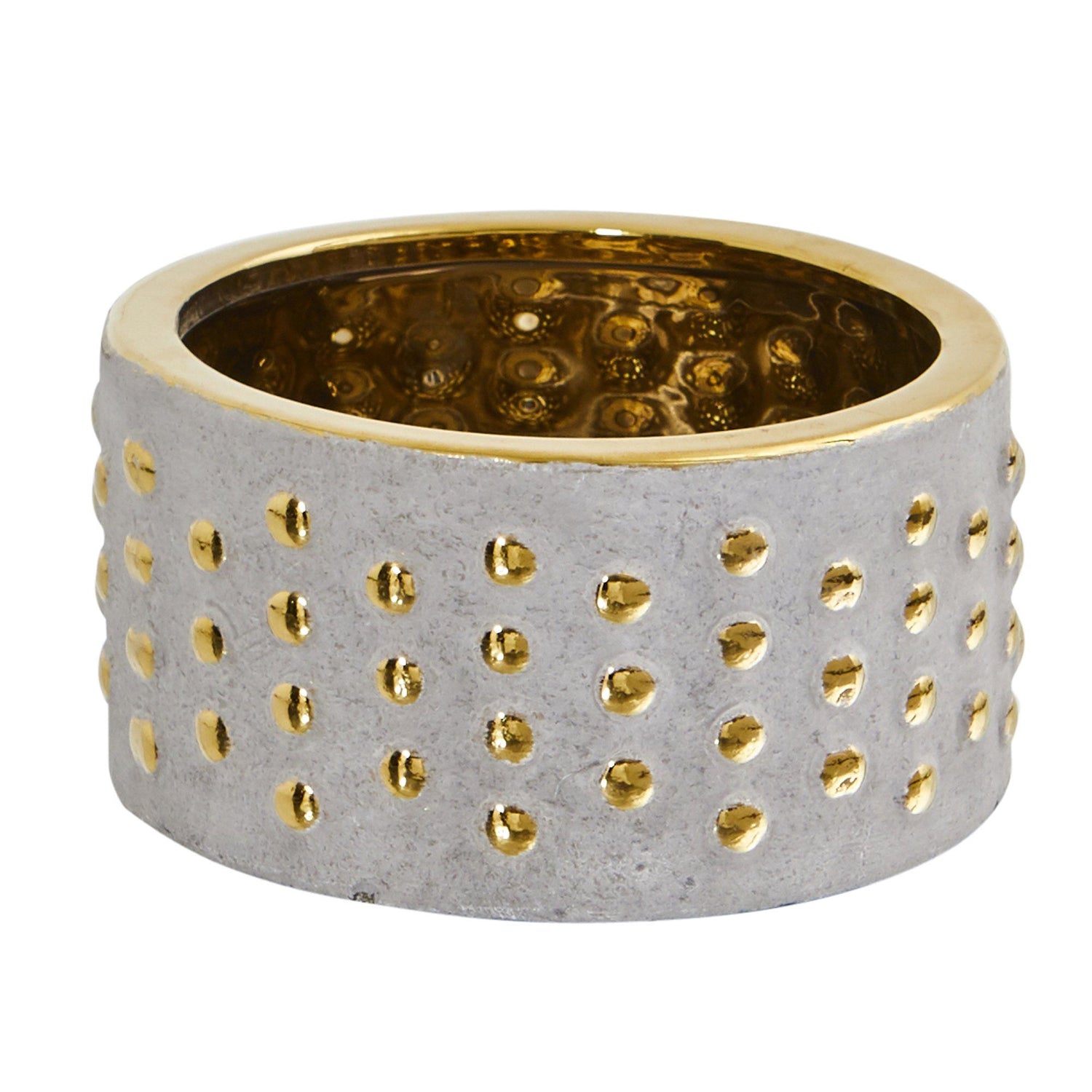 6.75” Regal Stone Hobnail Planter with Gold Accents