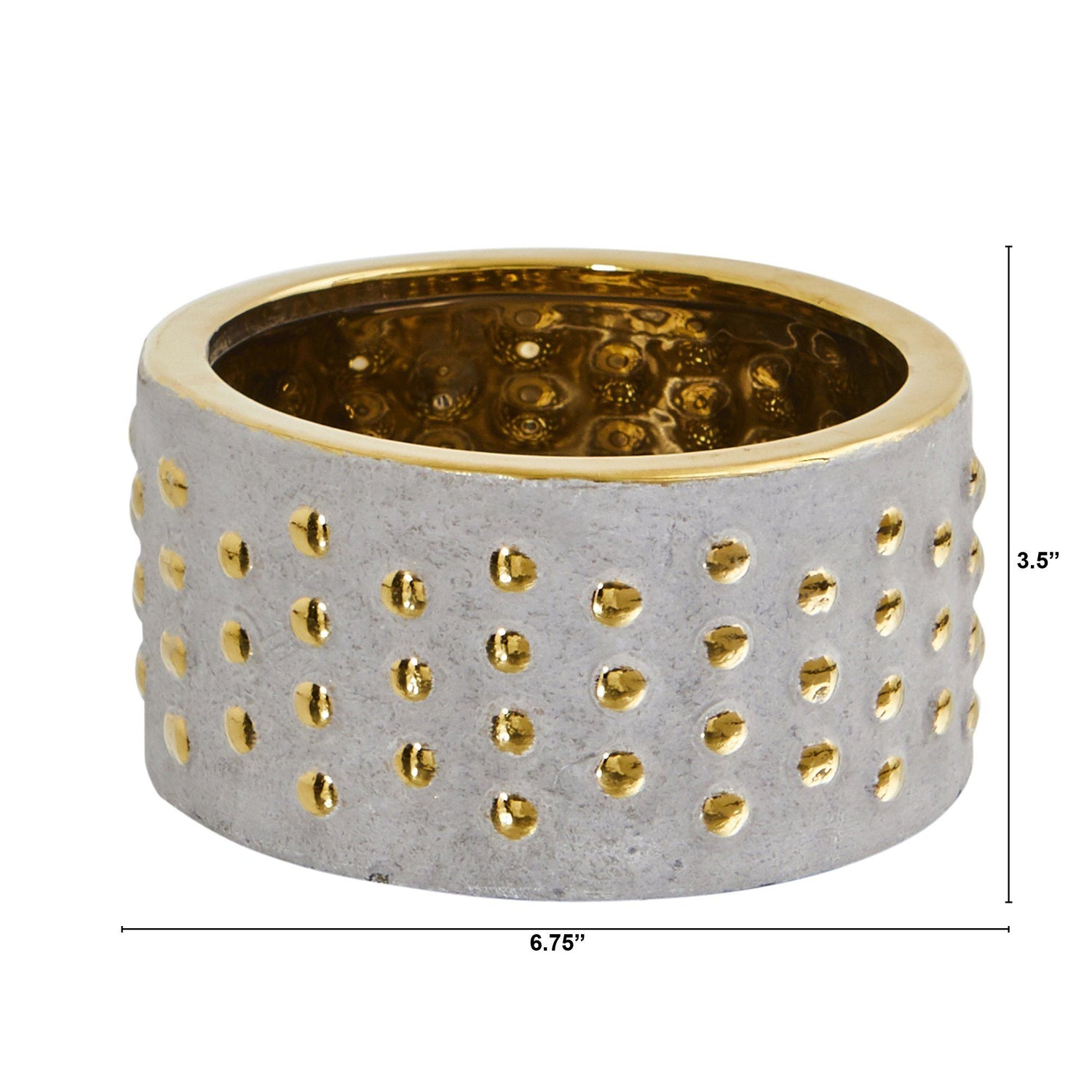 6.75” Regal Stone Hobnail Planter with Gold Accents