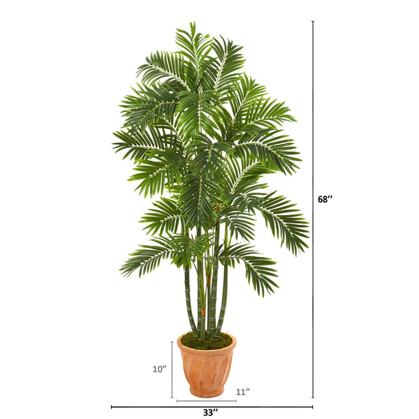68” Areca Palm Artificial Tree in Orange Planter