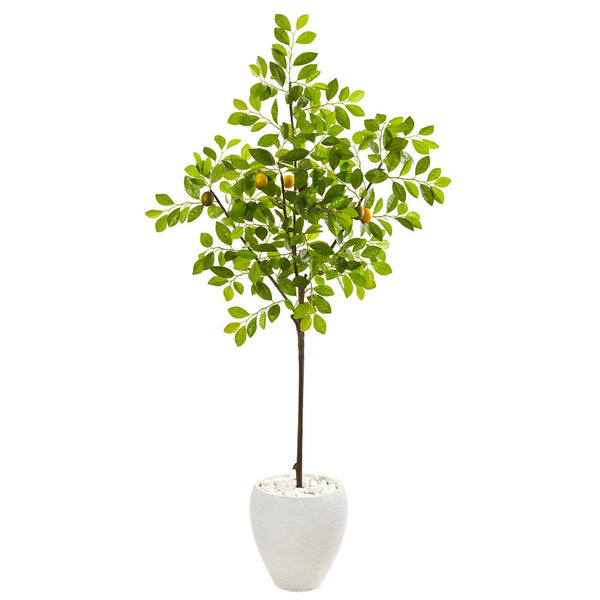 68” Lemon Artificial Tree in White Planter