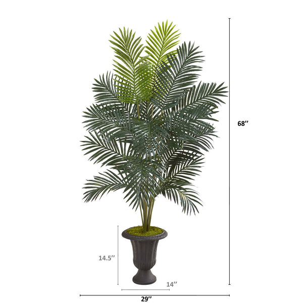 68” Paradise Palm Artificial Plant in Decorative Brown Urn