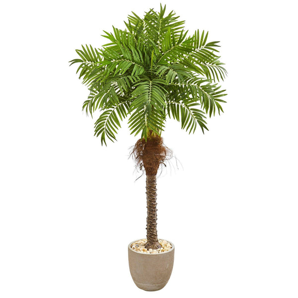 68” Robellini Palm Artificial Tree in Sandstone Planter