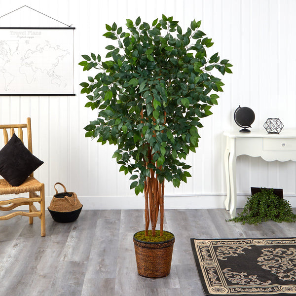 68” Sakaki Artificial Tree with 1470 Bendable Branches in Wicker Planter