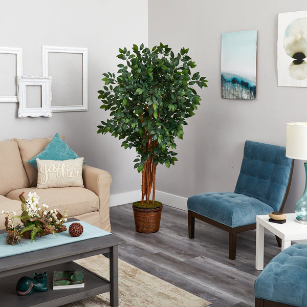 68” Sakaki Artificial Tree with 1470 Bendable Branches in Wicker Planter