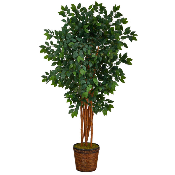 68” Sakaki Artificial Tree with 1470 Bendable Branches in Wicker Planter