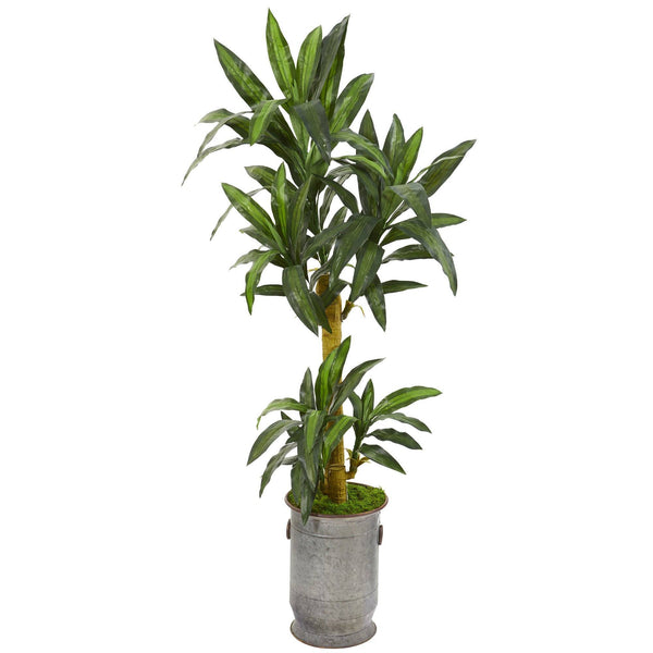 68” Yucca Artificial Plant in Copper Trimmed Metal Planter