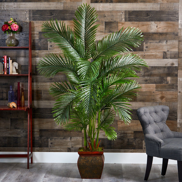 69” Areca Palm Artificial Tree in Decorative Copper Planter