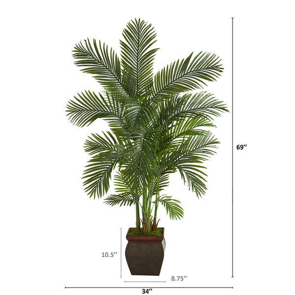 69” Areca Palm Artificial Tree in Decorative Copper Planter