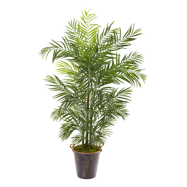69” Areca Palm Artificial Tree in Metal Pail (Indoor/Outdoor)