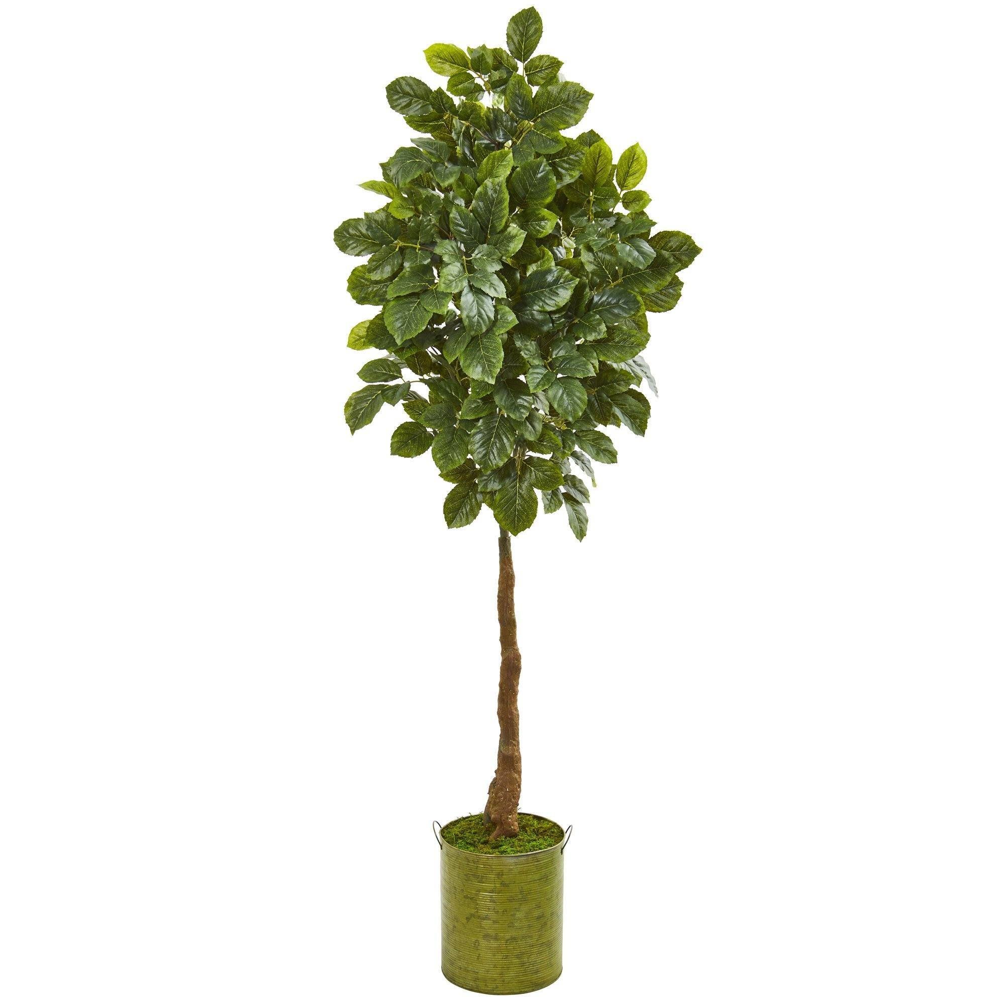69” Beech Leaf Artificial Tree in Metal Planter | Nearly Natural