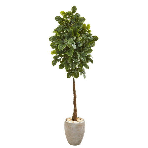 69” Beech Leaf Artificial Tree in Sand Colored Planter