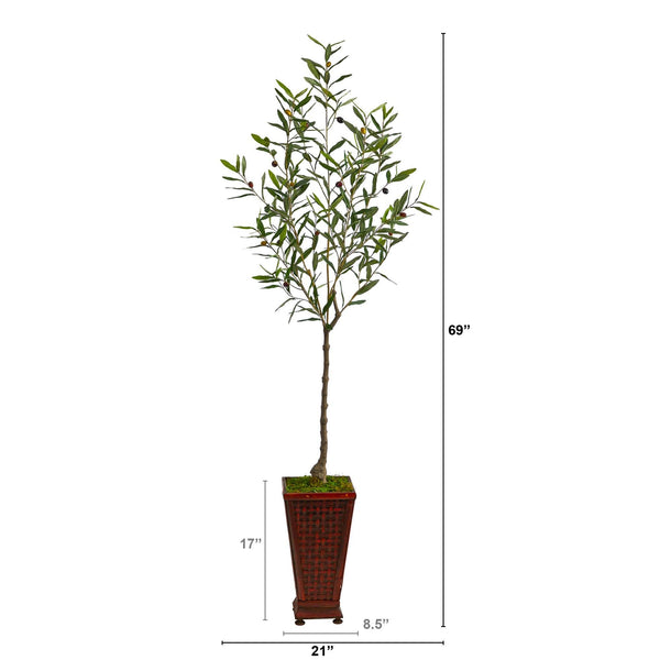 69” Olive Artificial Tree in Decorative Planter