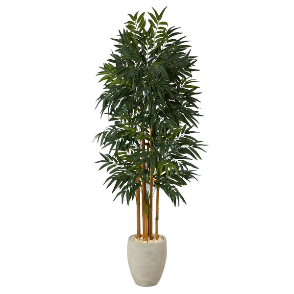 69” Phoenix Palm Artificial tree in White Planter with Stand