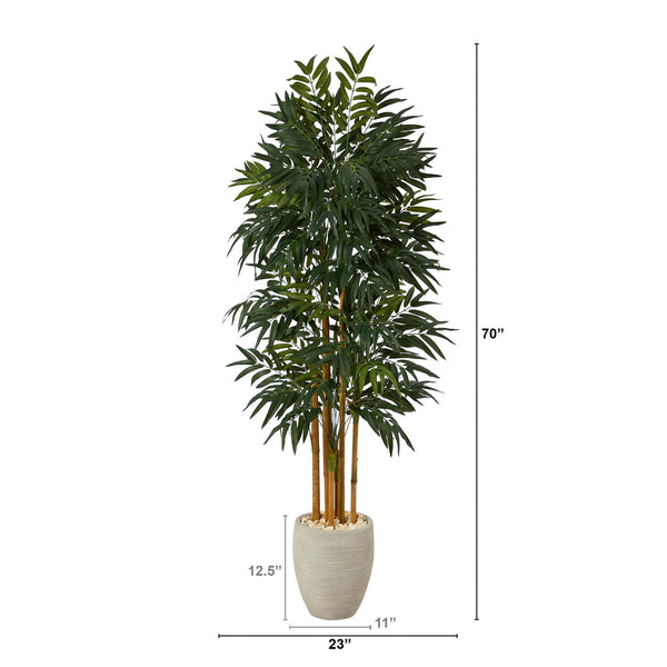 69” Phoenix Palm Artificial tree in White Planter with Stand