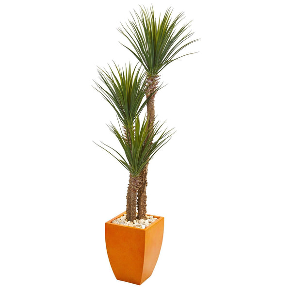69” Yucca Artificial Tree in Orange Planter