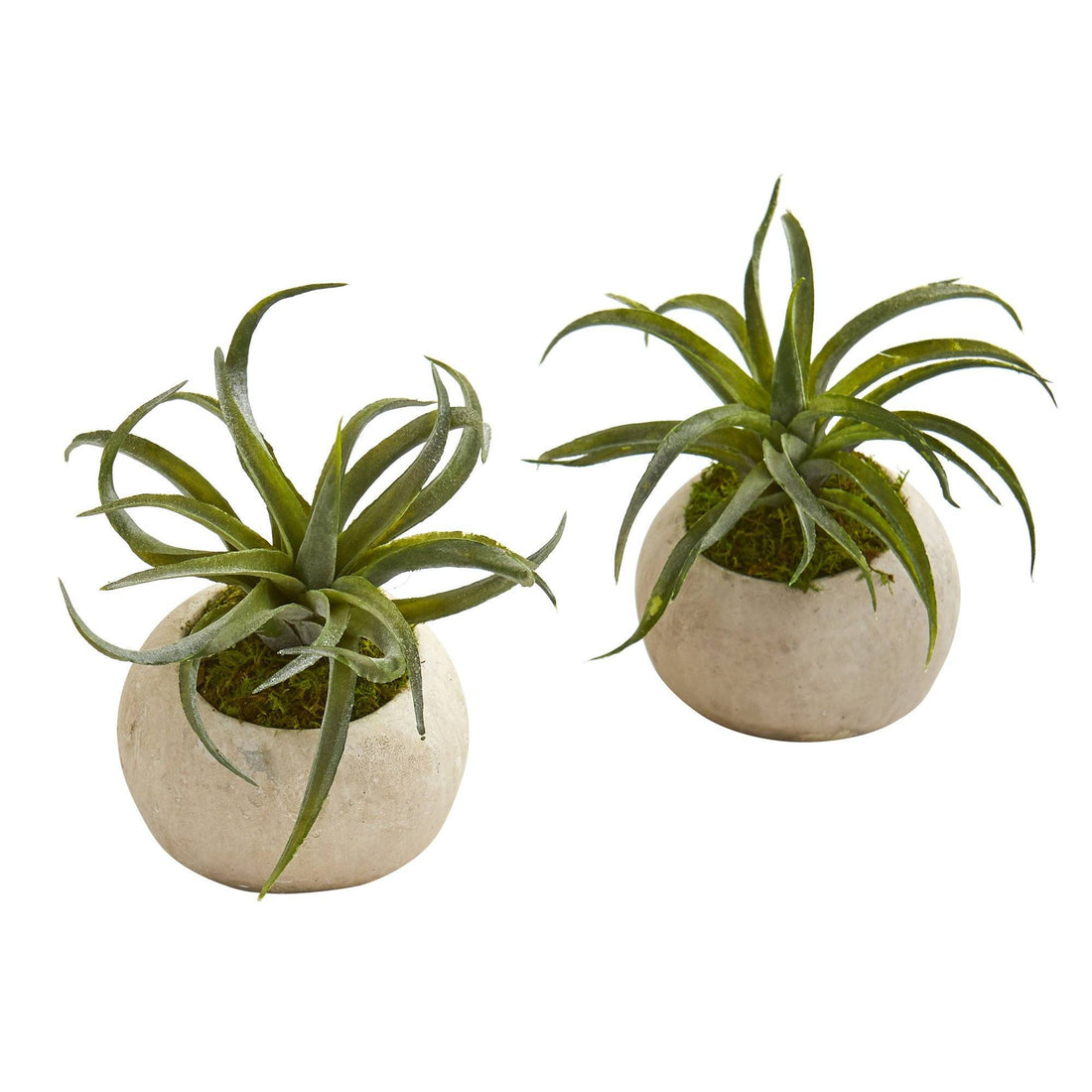 artificial air plants 7” Air Plant Succulent Artificial Plant in Stone Planter (Set of 2)