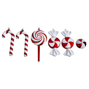7” Assorted Candy Cane Holiday Christmas Deluxe Shatterproof Ornament Set of 6
