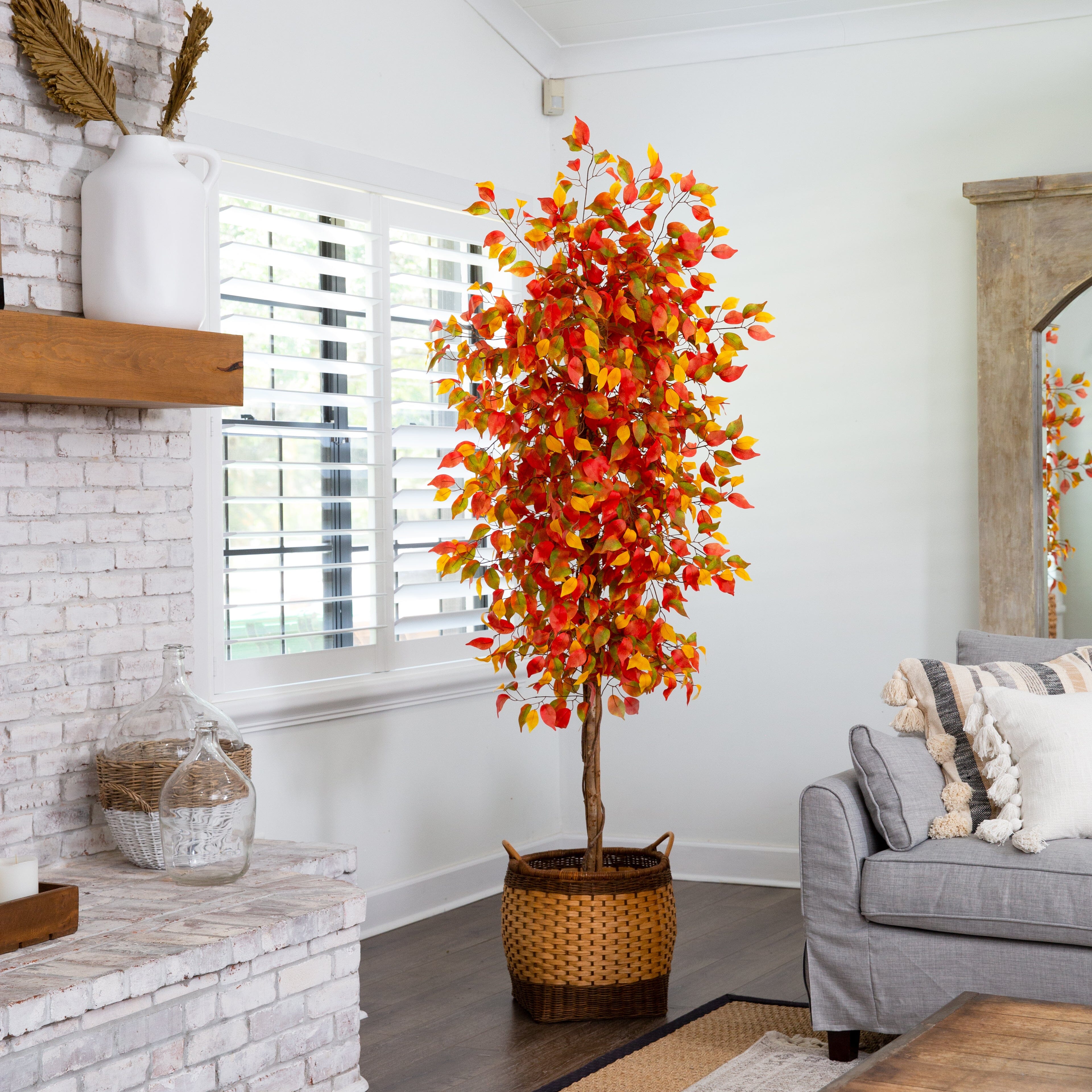7’ Autumn Ficus Artificial Fall Tree | Nearly Natural