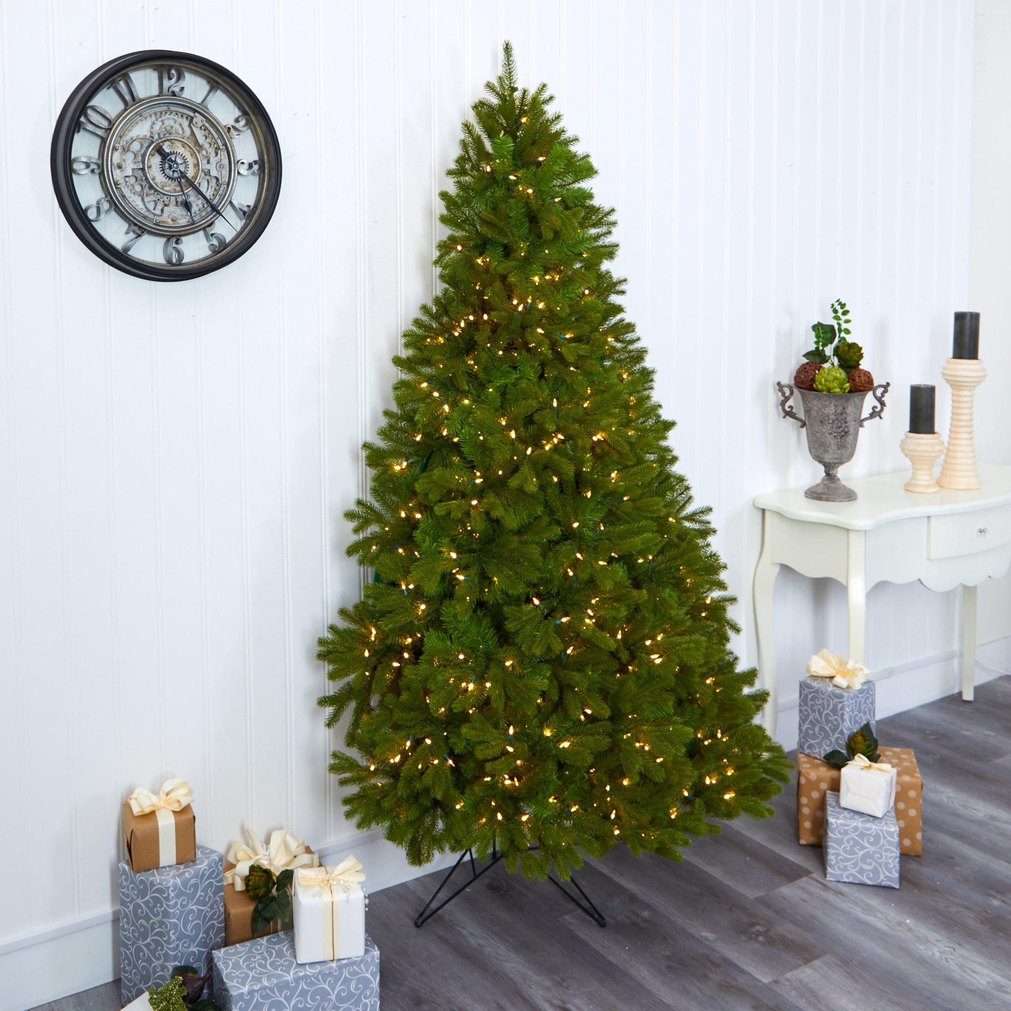 7' Cambridge Spruce Flat Back Artificial Christmas Tree with 500