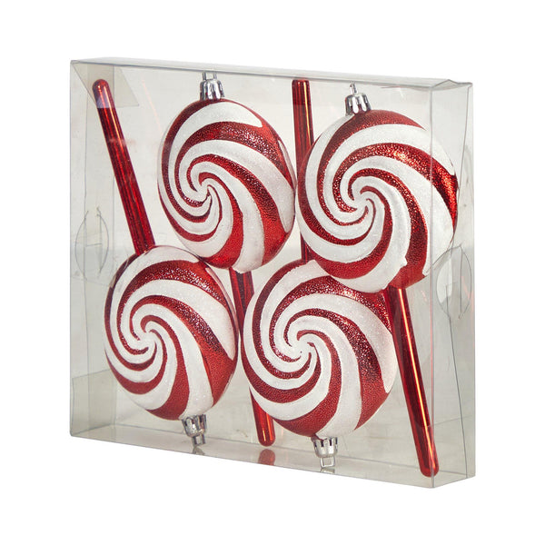 7” Candy Cane Lollipop Holiday Deluxe Christmas Shatterproof Ornament Set of 4