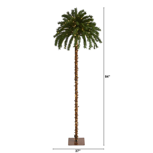 7’ Christmas Palm Artificial Tree with 300 White Warm LED Lights