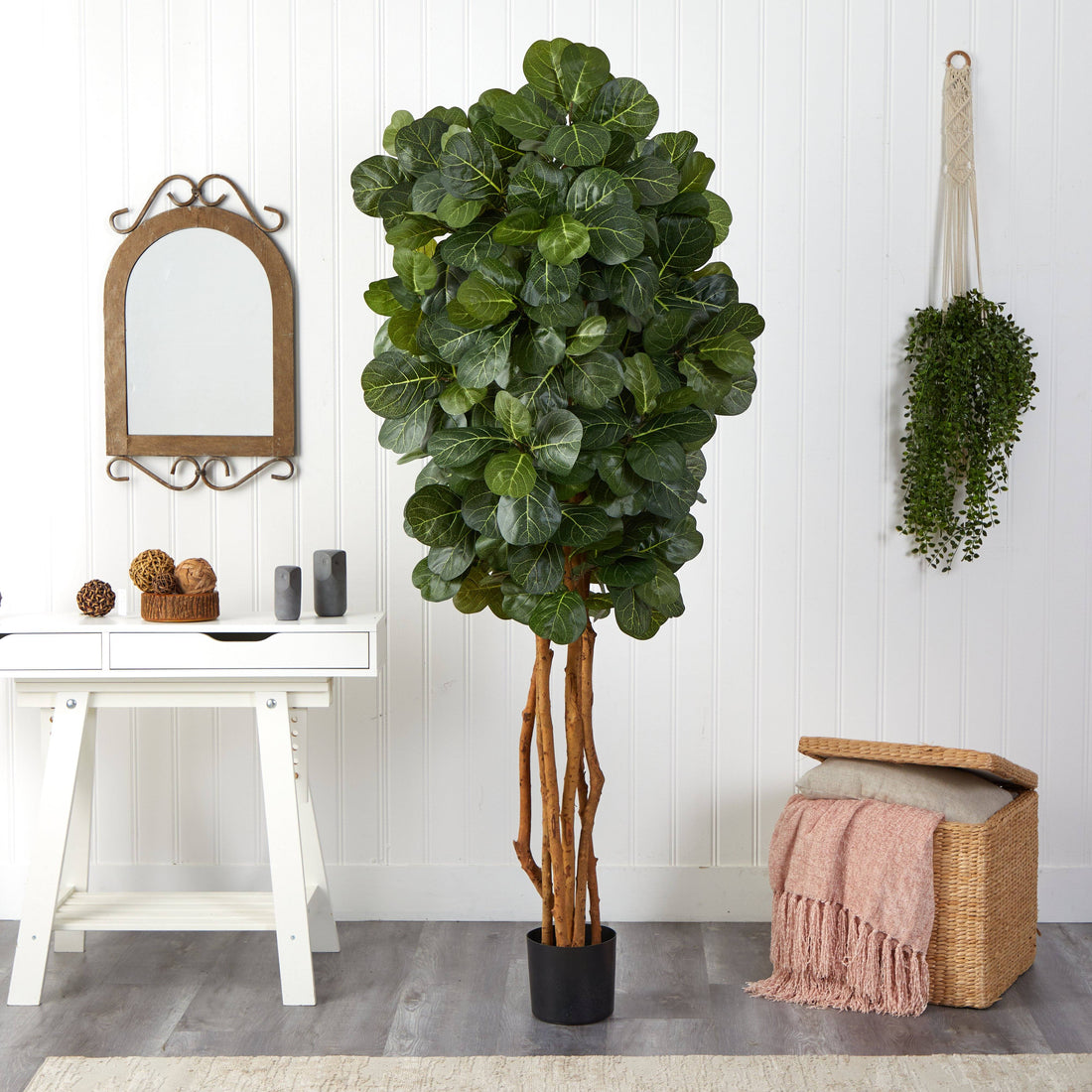 fiddle leaf fig bare trunk 7' Fiddle Leaf Fig Artificial Tree Beige Trunk
