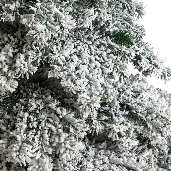 7’ Flocked Austria Fir Christmas Tree with 400 Warm White LED Lights and 1063 Bendable Branches