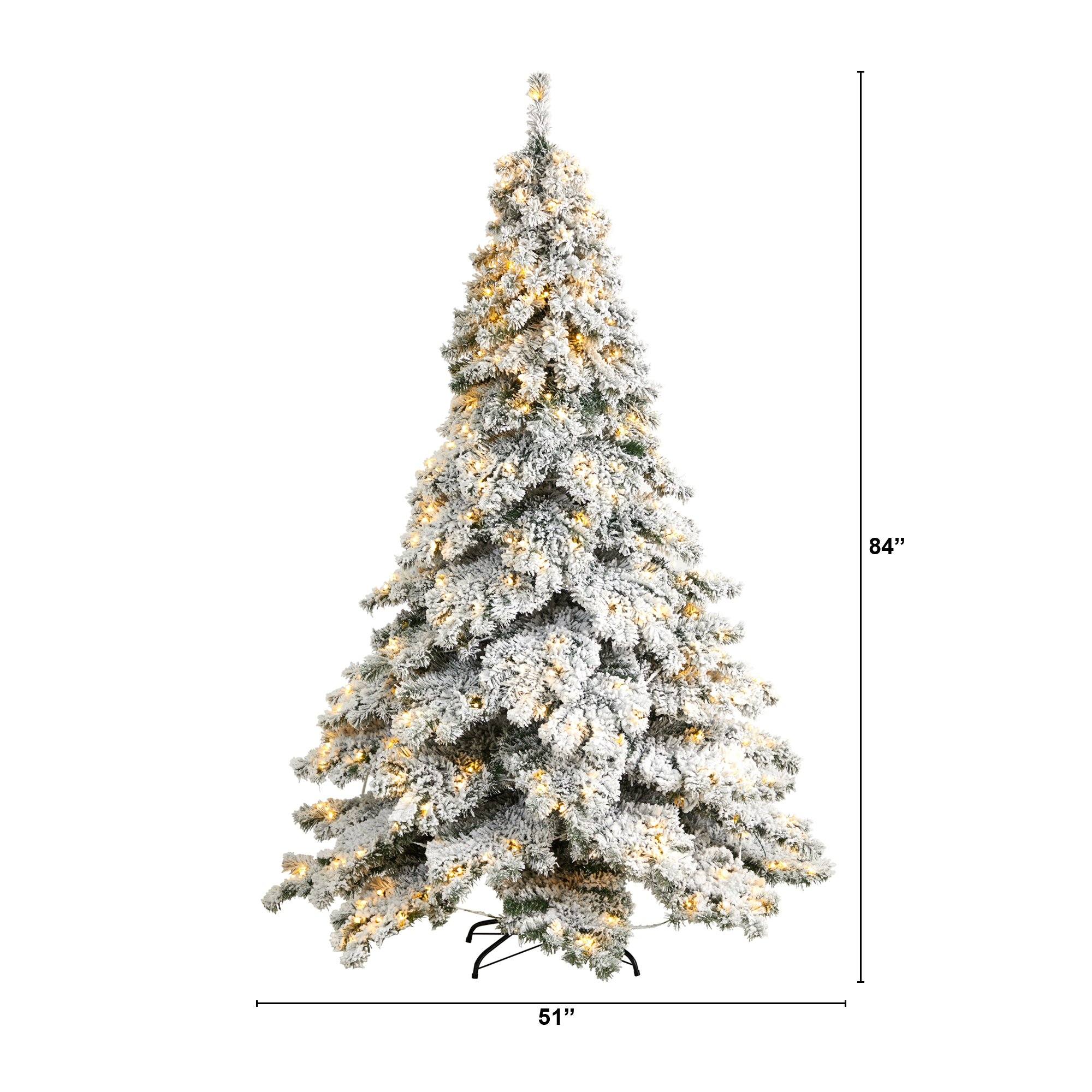7' Flocked Austria Fir Christmas Tree with 400 Warm White LED