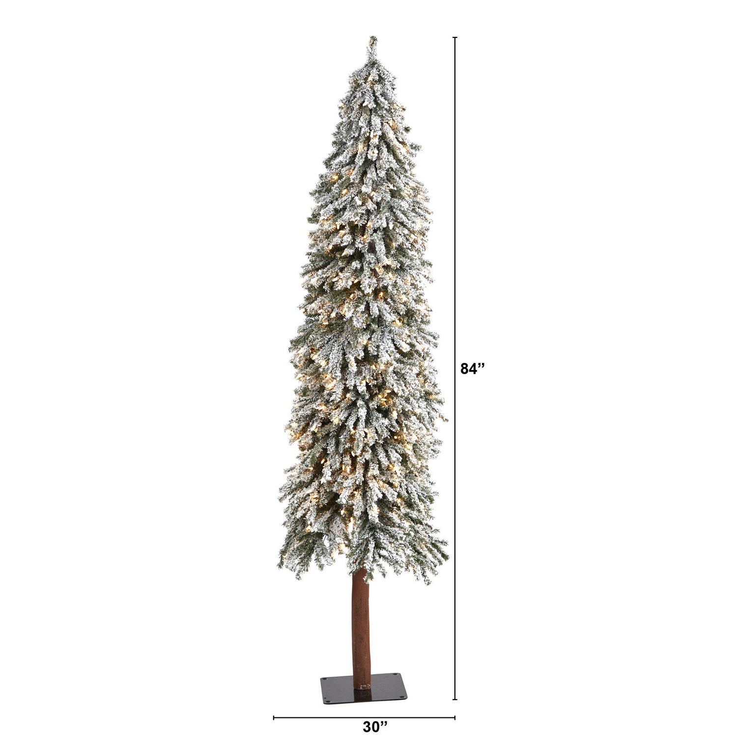 7’ Flocked Grand Alpine Artificial Christmas Tree with 400 Lights and 950 Branches on Natural Trunk