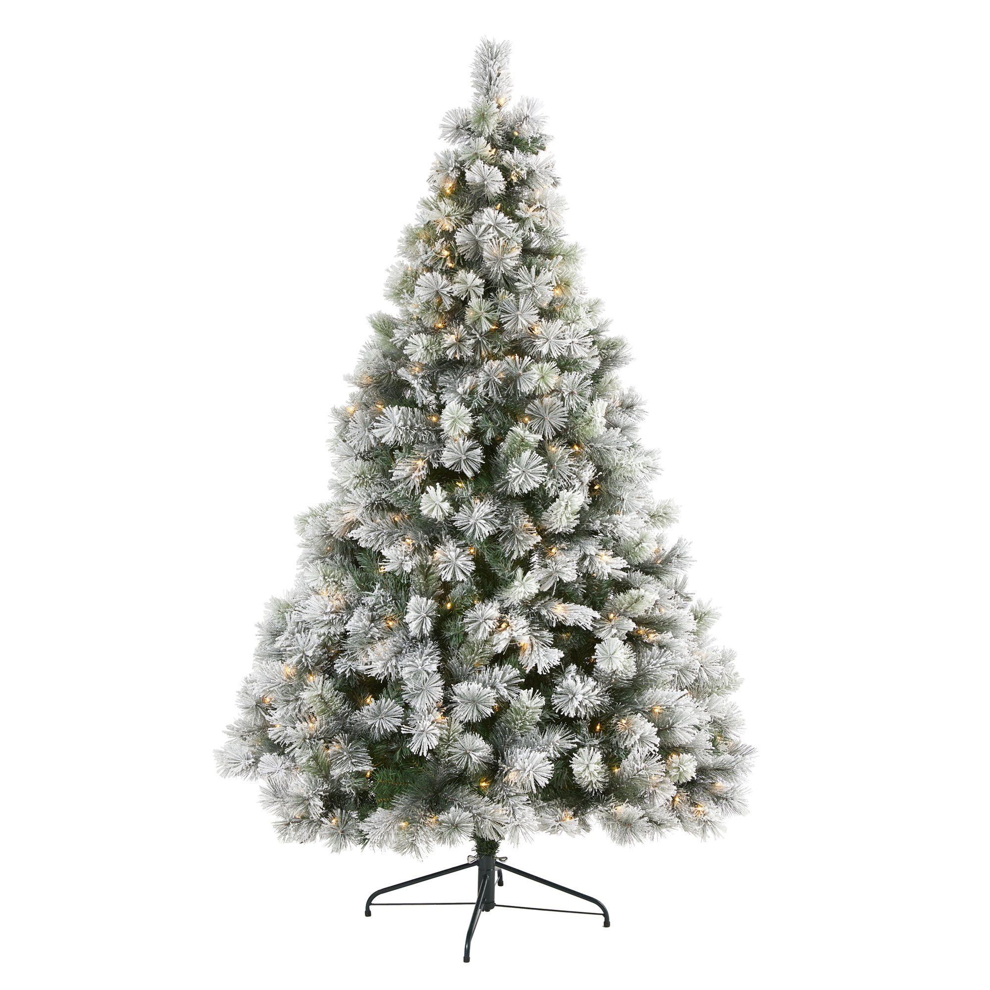 7' Flocked Oregon Pine Artificial Christmas Tree with 400 Clear