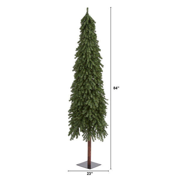 7’ Grand Alpine Artificial Christmas Tree with 950 Bendable Branches on Natural Trunk