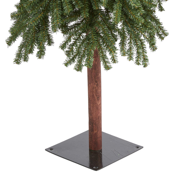 7’ Grand Alpine Artificial Christmas Tree with 950 Bendable Branches on Natural Trunk
