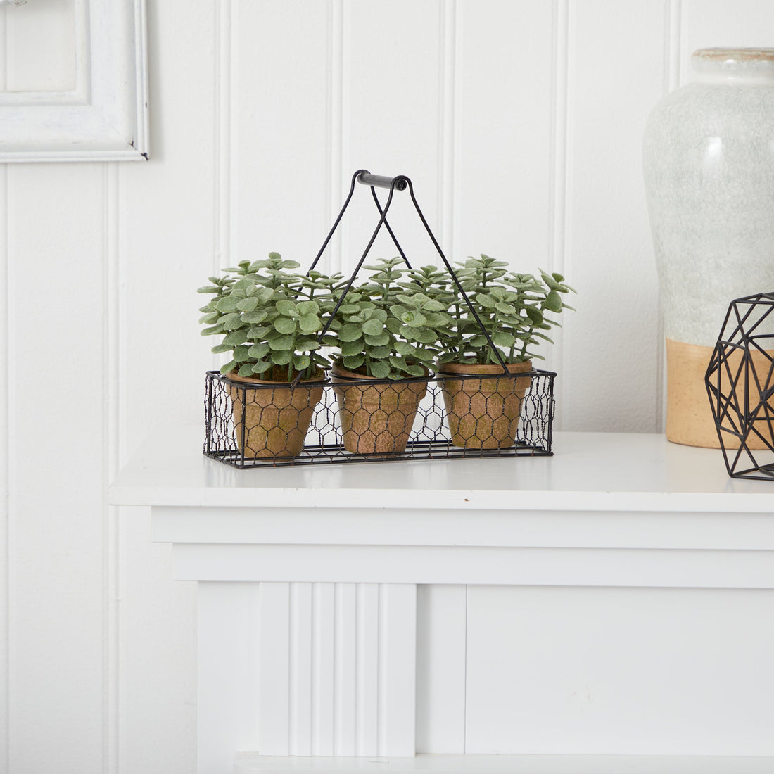 jade plant artificial Nearly Natural 7in. Mini Jade Garden Artificial Plant in Hanging Planter
