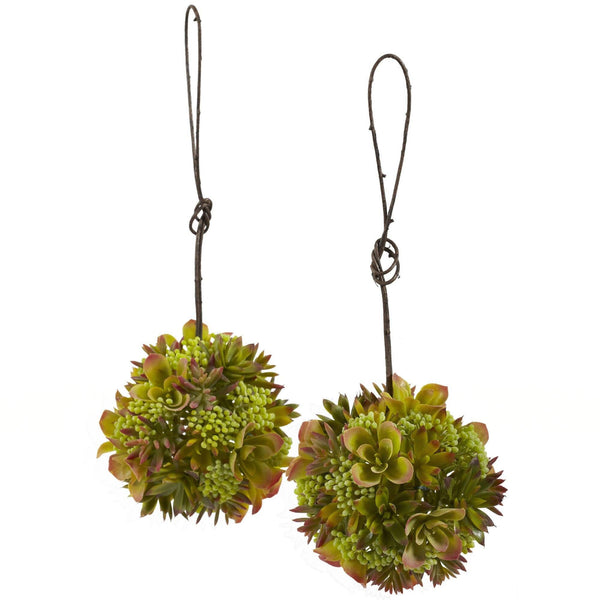 7” Mixed Succulent Hanging Spheres (Set of 2)