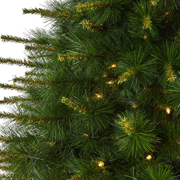 7’ New England Pine Artificial Christmas Tree with 400 Clear Lights and 1044 Bendable Branches