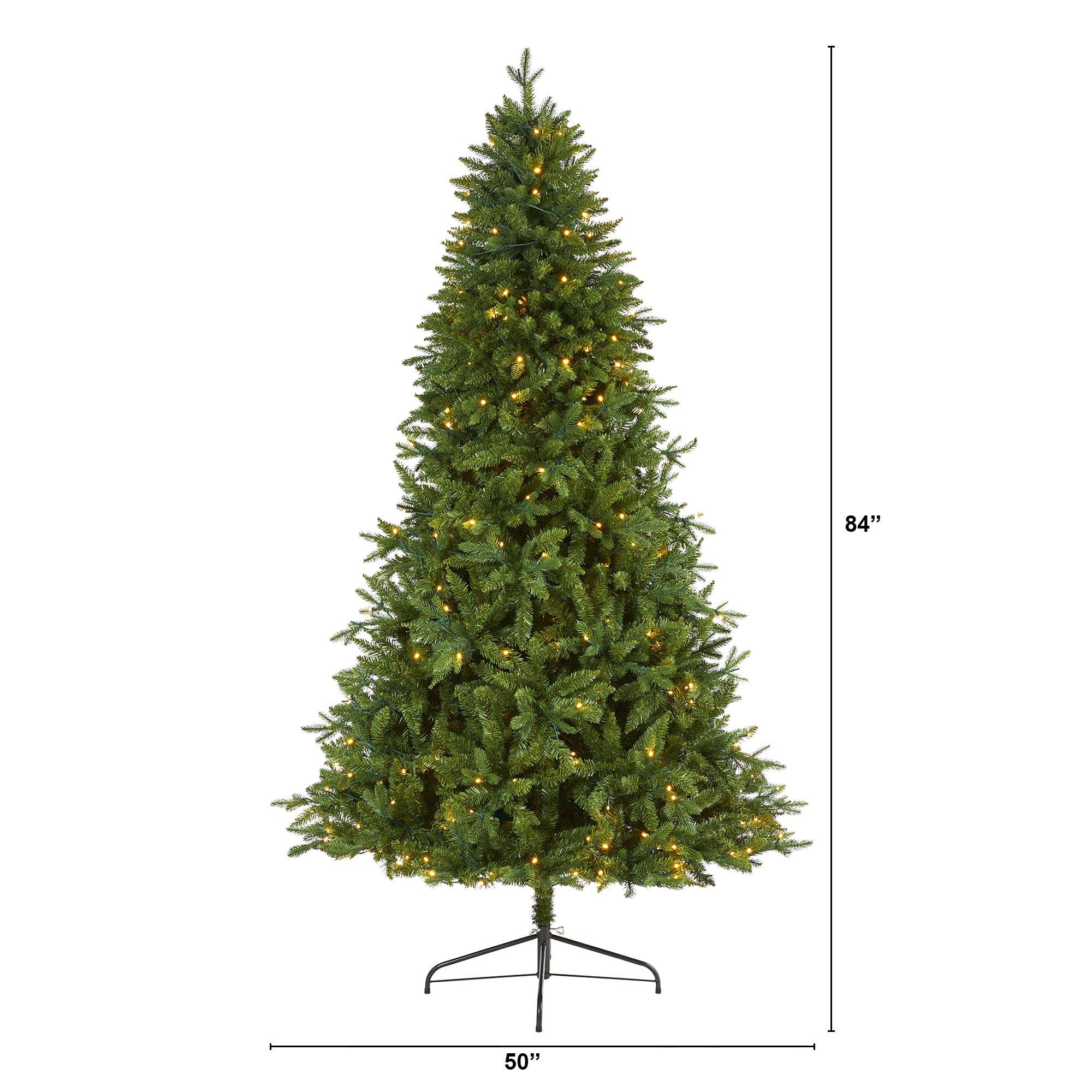 7' New Hampshire Fir Artificial Christmas Tree with 450 Clear LED