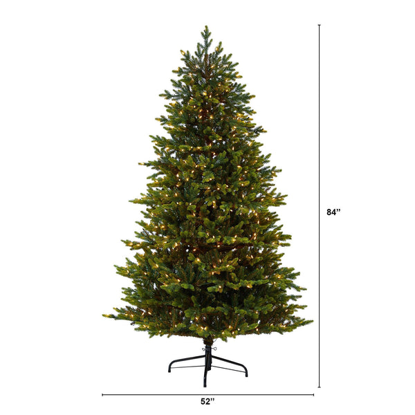 7’ North Carolina Fir Artificial Christmas Tree with 550 Clear Lights and 3703 Bendable Branches