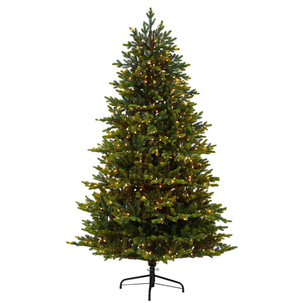 7’ North Carolina Fir Artificial Christmas Tree with 550 Clear Lights and 3703 Bendable Branches