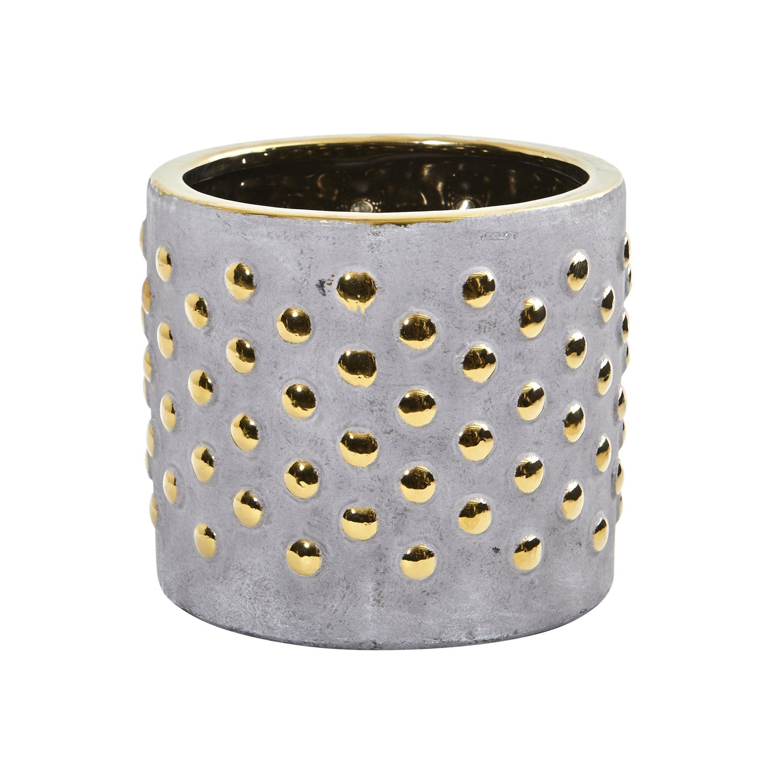 7” Regal Stone Hobnail Planter with Gold Accents