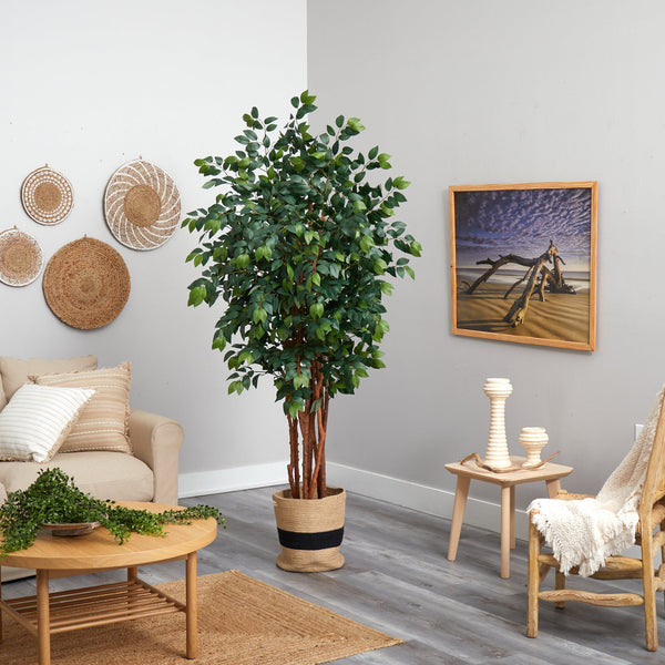 7’ Sakaki Artificial Tree in Handmade Natural Cotton Planter