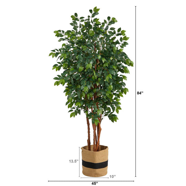 7’ Sakaki Artificial Tree in Handmade Natural Cotton Planter