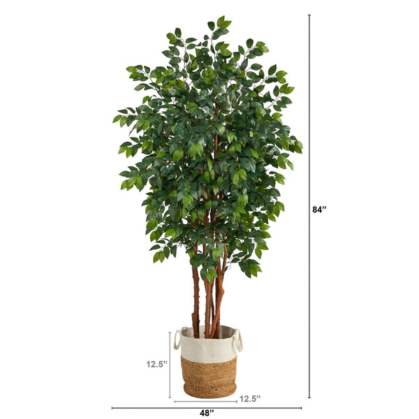 7’ Sakaki Artificial Tree in Handmade Natural Jute and Cotton Planter