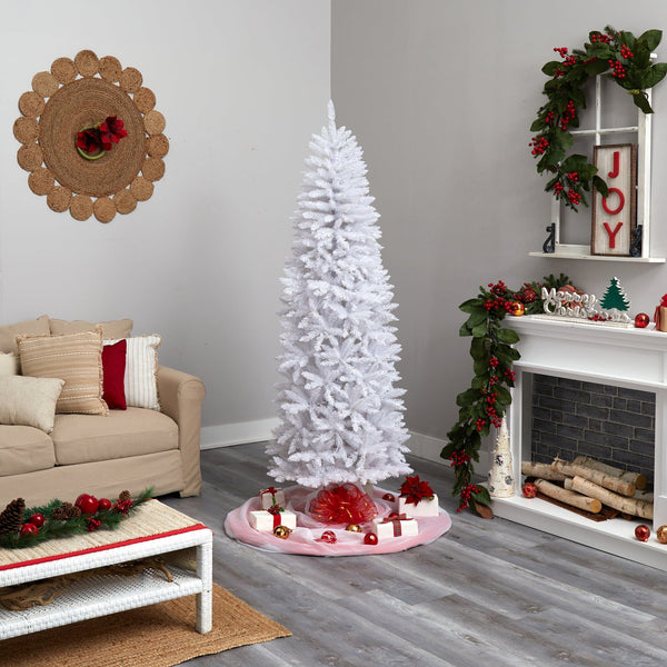 7’ Slim White Artificial Christmas Tree with 995 Bendable Branches
