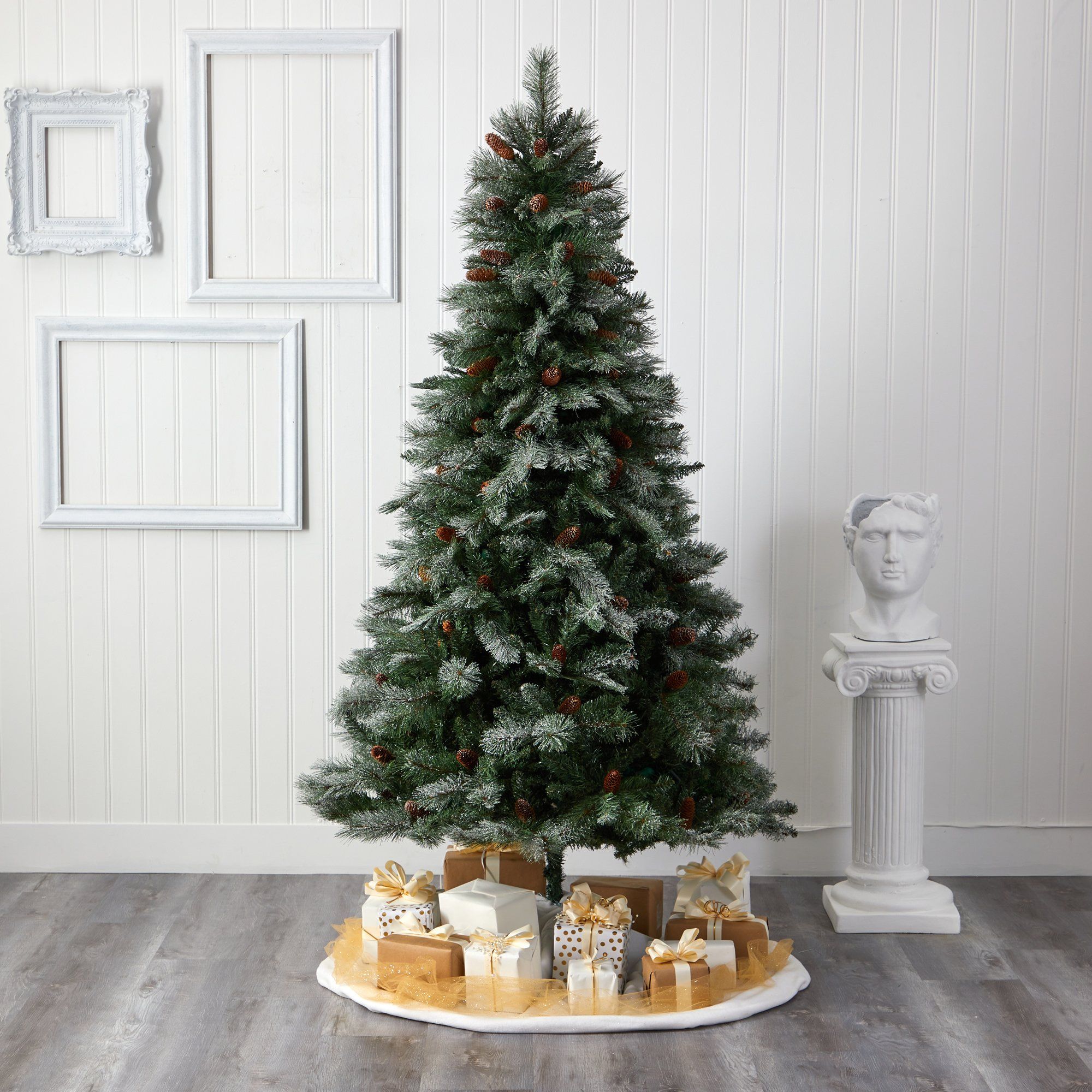 7' Snowed French Alps Mountain Pine Artificial Christmas Tree with