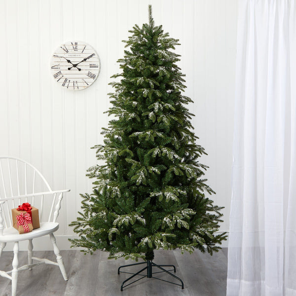 7’ Snowed Grand Teton Artificial Christmas Tree with 500 Clear Lights ...