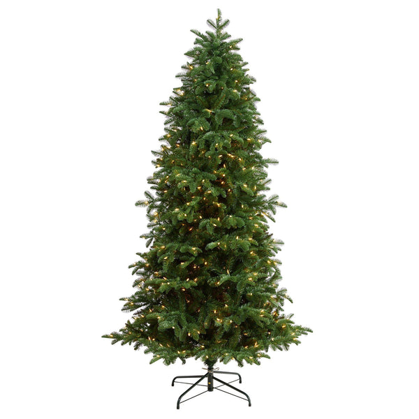 7’ South Carolina Fir Artificial Christmas Tree with 550 Clear LED Lights and 2078 Bendable Branches
