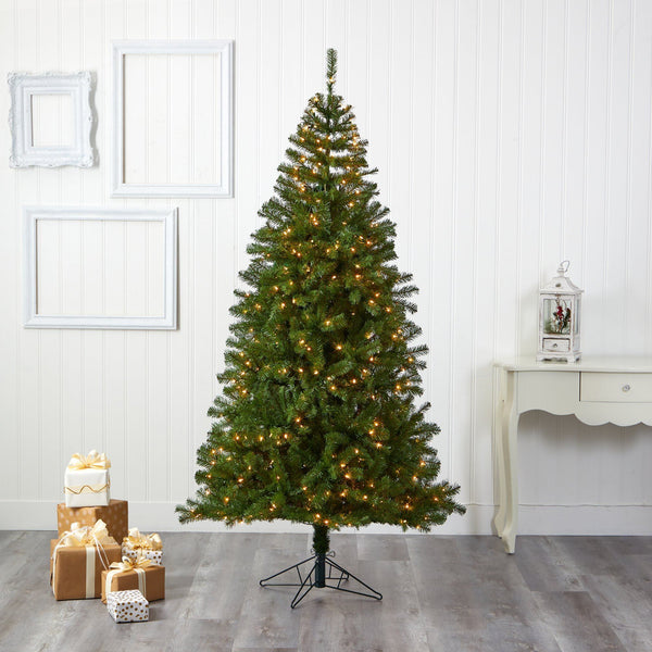 7' Springfield Artificial Christmas Tree with 400 Warm Clear Lights and 916 Bendable Branches